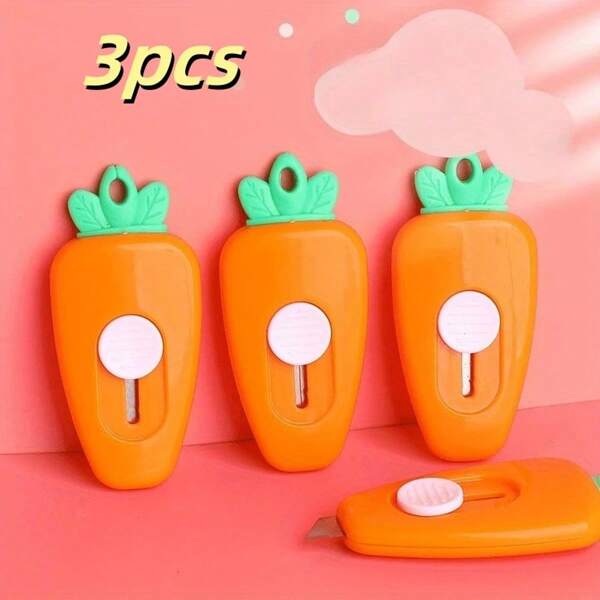 3pcs Mini Carrot Art Knife For Unpacking And Carrying Small Paper Knives, With A High Aesthetic Sense, Used For Opening Letters And Delivering Express Delivery