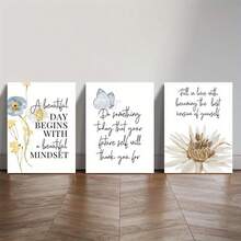 2Dflat, 3pcs, Wood Frame Canvas Print Decorative Painting, Wild Flowers Quote Art, Minimalist Poster, Bohemian Style, Indoor Home Wall Decoration Art. Suitable For Various Spaces Such As Living Rooms, Bedrooms, Bathrooms, Kitchens, Corridors, Offices, Bars, Restaurants, Bookstores, Cafes. It Is The Perfect Gift For Birthdays, New Year's, Valentine's Day, Mother's Day, Father's Day, Thanksgiving, June 10th, 4th Of July Independence Day, Teacher Appreciation, Graduation, Carnival, Bachelorette Party, Anniversaries, Weddings, Halloween, Christmas, And Easter. Very Suitable For Room Decoration And Home Decor. Ready-To-Hang. - 彩色 - 查看 8