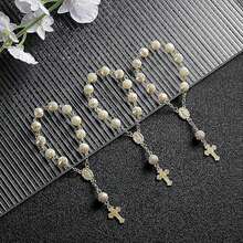 20 颗迷你念珠洗礼念珠手指洗礼念珠仿珍珠 10 颗珠链配 10 颗欧根纱袋用于洗礼婚礼派对礼品洗礼礼物圣餐礼物 - 彩色 - 查看 8