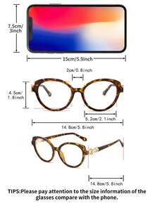 1 副女士豹纹猫眼 PC 镜框复古镂空镜腿装饰性无度数眼镜，街头时尚 - 彩色 - 查看 5