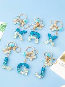 1 szt. Kreatywny, ręcznie robiony motyl, ozdobny brelok z literą z kryształową szklaną kulką w kształcie gwiazdy, zawieszki do torebki i portfela, torba z ozdobnym brelokiem z literą, brelok do kluczyków samochodowych dla kobiet, brelok zapobiegający zgubieniu, prezent na powrót do szkoły dla uczniów, nauczycieli, kolegów z klasy - Niebieski i biały - Zobacz 9
