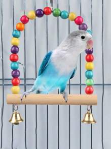1 pièce/2 pièces Jouet à bascule coloré avec cloche pour cage d'oiseau de compagnie, nid. Jouets à suspendre de hamac aux couleurs assorties pour divertir les animaux de compagnie