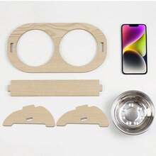 1pc Cat Tilted Feeding/Water Bowl With Wooden Stand, Protects Neck, Detachable Stainless Steel Pet Bowl (For Cats) - View 6