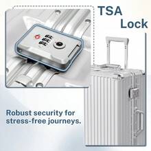 Carry-On Luggage,  Silver Two-Piece Hard Shell Rolling Suitcase, Expandable And Lightweight, With Universal Wheels, TSA Lock, Suitable For Travel, Business Trip, Hospital Stay, Vacation - Bạc - Xem 2