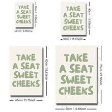 1 幅带框/无框 Take A Seat Sweet Cheeks 墙壁艺术海报帆布印刷极简主义绿色字体趣味浴室装饰画，适用于公寓、卫生间、客厅、现代家居装饰 - 彩色 - 查看 6