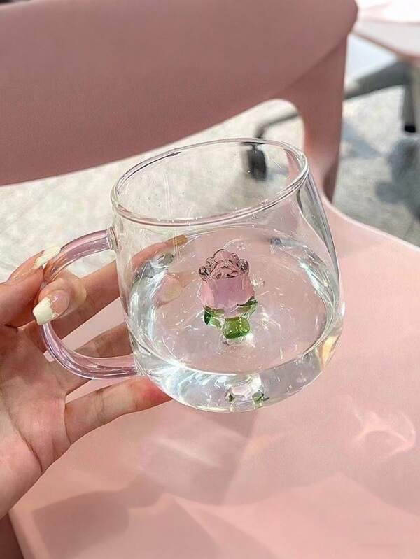1 pieza Taza de vidrio con forma de animal de dibujos animados de 400 ml, taza de vidrio resistente al calor de borosilicato de alta calidad, taza de capa única linda para agua, café, bebida fría, jugo, té con leche, perfecta para el hogar, la oficina, uso al aire libre, regalo para cumpleaños, bodas, regalo personalizado encantador y delicado, accesorios de bar de café, de vuelta a la escuela