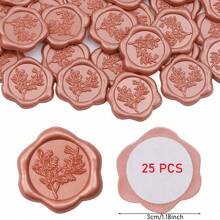 CYFUN DESIGN 20/25 PCS Eucalyptus Pattern Real Wax Sealing Stickers Self-Adhesive Wedding Invitation Envelope Seal Stickers For Decorating Wedding Invitations, Gifts,Back To School,School Supplies