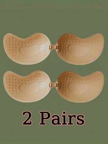2 Pairs Mango Shape Sticky Bras Invisible Push-Up Padded Strapless Bras - Apricot - View 7