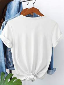 Frische Kirsche Y2K Muster Frühling, Damen Casual Rundhals Kurzarm T-Shirt - Weiss - Übersicht 2