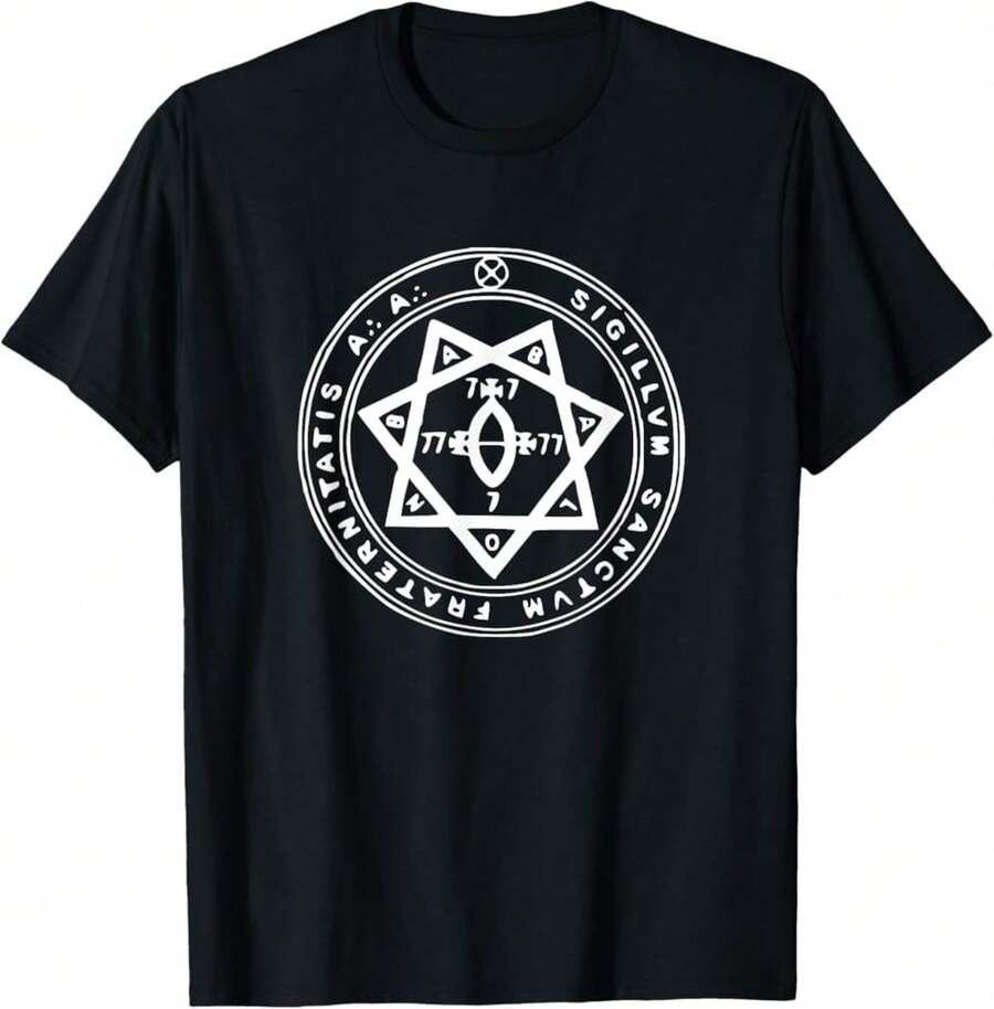 Seal Of A. A. Astrum Argentum Symbol Magic Order Occult T-Shirt Gift For Makeup Lovers Graduation Gift For Friendcamisas Para Hombre,Funny Graphic T Shirts,Vintage T Shirts,100 Percent Cotton T Shirt,Oversize,Graphic Tees Men - Black - View 1