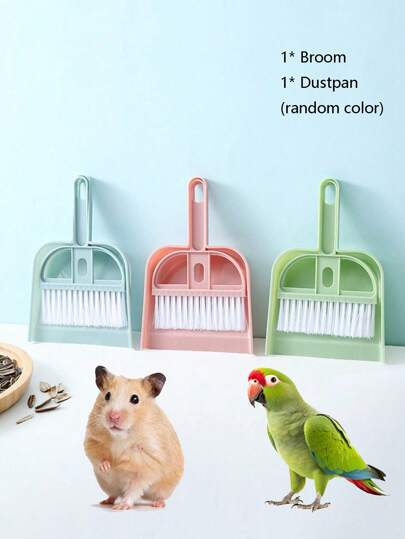 2pcs/Set Pet Hamster Cage Clean-Up Kit: Broom & Dust Pan Tool