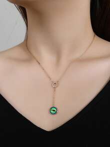 1 pieza Collar con colgante de ojo de diablo de moda, estilo europeo y americano, adecuado para uso diario de mujeres, regalo de vacaciones y cumpleaños - Amarillo Oro - Ver 2