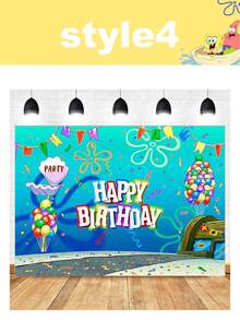 Spongebob SquarePants Themed Photography Background Fabric, Children's Birthday Party Photo Banner Decoration