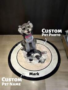 1pc Customized Pet Portrait Carpet, Personalized Pet Face & Name Carpet, Faux Cashmere Material, Unique Decorative Pet Carpet, Soft And Durable, Cute Gift For Dog And Cat Lovers, Pet Owner's Home Decor, Christmas, Thanksgiving Gift, Fashionable Engraving, Colorful, Vintage, Cute, Minimalist, Adorable Pet Customization, Unique, Personalized Pet Anniversary, Birthday Gift - Multicolor - View 2
