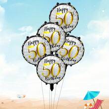 5pcs Black & Gold Foil Balloons - 18 Inches Round Digit, Suitable For 21st, 30th, 40th, 50th, 60th Birthday Celebration - Perfect For Party Decoration, Anniversary, Birthday Party - Multicolor - View 10