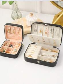 1件大容量珠宝收纳盒项链耳环戒指珠宝展示托盘简易隔层珠宝展示柜防尘防氧化极简便携首饰盒旅行珠宝收纳盒小号耳环戒指首饰盒适用于耳环项链戒指小巧宽敞带扣口红手表女士礼物女友礼物圣诞礼物万圣节礼物新年礼物 - 彩色 - 查看 9