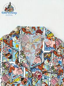 Disney Conjunto de pijama de estilo de dibujos animados de Disney con diseño básico de Buzz Lightyear de manga corta y pantalón largo, se puede usar en exteriores