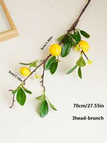 1/2Branches Artificial Plants,Artificial Lemons Branches, 8 Head Faux Lemons With Stem Fake Lemon Themed For Kitchen Decoration Party Spring Summer Decor (Yellow)