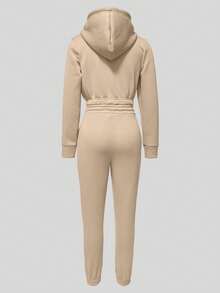 Bequemer Kapuzenpullover und Jogginghose Set in Unifarbe mit Kordel