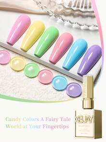 XEIJAYI XEJAYI 6件套糖果色凝胶指甲油套装，UV LED 浸泡式指甲凝胶，半永久性，DIY沙龙级美甲凝胶，适合春夏美甲 - 彩色 - 查看 7
