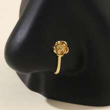 1 件金色玫瑰花 U 型鼻夹，无需穿孔鼻环，适合女性日常佩戴 - 金色 - 查看 2