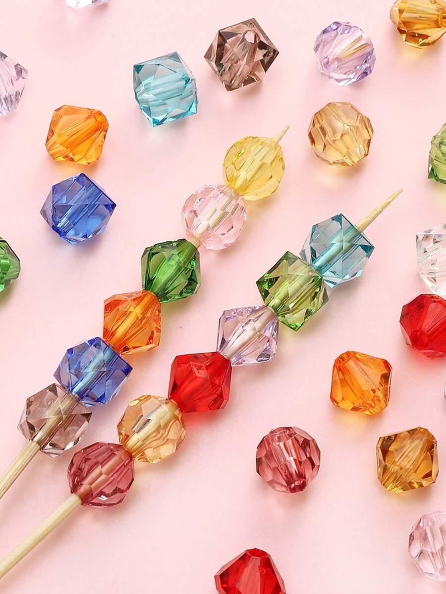 10mm Round Bead Square Bead Shaped Beads For Diy Jewelry Making, Beads For Daily Handmade Project Initial Beads, Bracelets, Necklaces, Decorative Chains, Friendship Bracelet Jewelry Making Kit Cute Things DIY Round Bead Phone Chain(About 36 To 42 Pieces) - Multicolor - View 1
