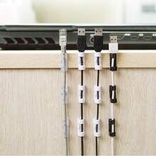 100 个自粘式线夹，适用于办公用品，电缆收纳夹透明塑料线夹无钉线整理器