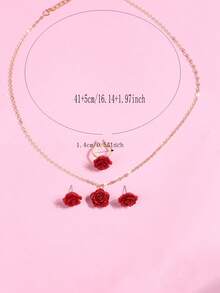 1 套勃艮第树脂花首饰套装，适合女孩、耳环、戒指、项链、节日、度假、生日礼物