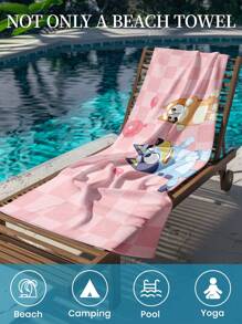 Bluey 1pc Bluey Beach Towel, Balloon And Bluey Pattern Swim Towel, Bath Towel, Fashion Style Beach Towel, Super Absorbent Bath Towel For Bathroom, Swimming, Fitness, Yoga, Soft And Comfortable Microfiber Towel, Lightweight And Portable, Wind And Sun Protection, Sandproof For Summer Travel, Vacation Holiday Bathroom Decor,Recommend Regular Sizes And Larger Sizes, (35*75cm Small Size Towel,150cm Or Above Recommended)