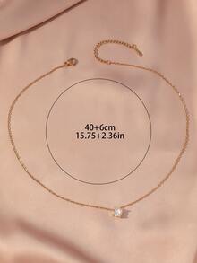 1 件锆石吊坠和铜链项链，优雅的女士日常休闲配饰