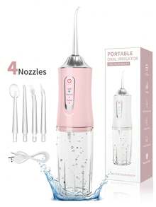 1 máy làm sạch răng cầm tay không dây có thể sạc lại, máy tăm nước điện, máy tăm nước nha khoa có 3 chế độ và 4 vòi phun để chăm sóc răng miệng tại nhà, máy phun nước nha khoa để làm sạch răng - Nhiều màu - Xem 12