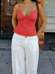 Women's Summer Cami Tops Sleeveless Deep V Neckline Stripes Print Camisole Tank Tops