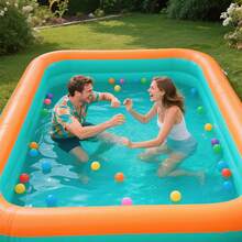 1 piscina inflable de 3 pisos y extra grande, parque acuático portátil plegable para verano, reforzada y gruesa, espaciosa, adecuada para interiores/exteriores, patio, perfecta para entretenimiento y fiestas de verano en el patio trasero, ocio al aire libre, opción ideal para fiestas de piscina de verano, entretenimiento de verano | Diseño plegable | Esencial para reuniones familiares, opción de regalo para familiares y amigos, (sin bomba) - Multicolor - Ver 4