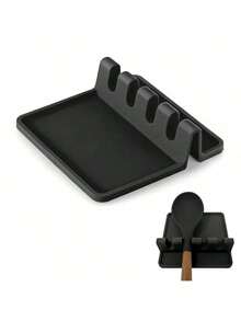 1pc Silicone Kitchen Utensil Holder With Drip Pad, Suitable For Various Utensils, Heat Resistant Spoon Rack, Applicable For Stove, Kitchen Utensil Rack For Holding Ladles And Tongs - Multicolor - View 2
