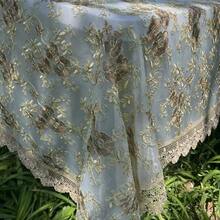 1 件蕾丝刺绣桌布，现代乡村奢华涤纶矩形桌布，家庭厨房咖啡厅野餐婚礼节日装饰