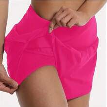 Womens High Waisted Running Shorts Quick Dry Athletic Workout Shorts With Mesh Liner Zipper Pockets - Hot Pink - View 5