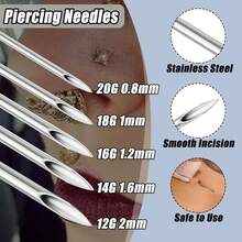 100pcs Piercing Needles Mixed 12G 14G 16G 18G 20G Hollow Needles For All Piercings - 14G+50個 - 查看 9