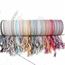 Pulseira ajustável trançada colorida boêmia, 20/10 peças, pulseiras de amizade de corda de algodão colorida, feitas à mão, lembrancinhas de festa, pequenos presentes