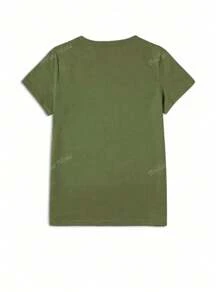 Camiseta de manga corta para mujer con estampado de letras, una camiseta básica informal adecuada para usar todos los días en primavera y verano.