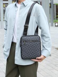 男士 PU 皮革斜挎包，休闲斜挎包，旅行包，带手机钱包