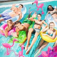 10/5/2pcs Inflatable Pink Flamingo Summer Beach Party Decor, Hawaiian Party Inflatable Toys Suitable For Swimming Pool, Beach, Garden Or Other Vacation Pool Parties - Multicolor - View 5