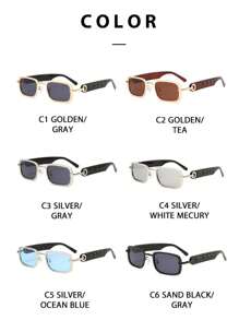 1 Pair Men Stainless Steel Square Narrow Frame Stylish Party, Casual, Hip-Hop Decorative Glasses Suitable For Daily Wear
