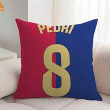 1 件复古涤纶抱枕套，45*45 厘米，巴塞罗那足球俱乐部图案，拉链封口，可机洗，不含枕芯，适用于各种房间，返校礼物，足球迷礼物 - 彩色 - 查看 19