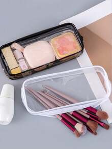 1pc PVC Pencil Case, Transparent Plastic Student Stationery Pouch With Large Capacity, Suitable For Girls INS Style Back To School,Pencil Pouch,School Bag - View 4