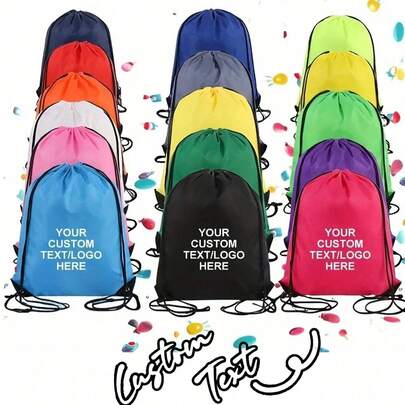 1개 맞춤형 폴리에스터 드로스트링 가방 - 밝은 색상, 개인화된 로고/텍스트, 결혼식, 샤워, 생일, 졸업식 및 축제를 위한 내구성이 뛰어나고 가벼운 백팩 | 피트니스, 파티 또는 여행용 드로스트링 클로저가 있는 눈길을 끄는 디자인 인쇄된 스포츠 홀리데이 백팩 드로...