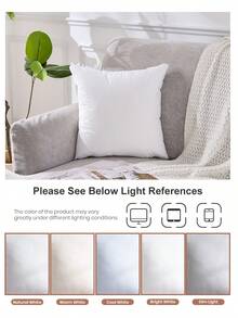 1/2/4pcs Solid Color Pillows Insert, Bedding, Soft Fluffy White Pillows, Christmas Decorations, With Hidden Zipper, High Rebound Polyester Fiber Filling Pillow, Halloween Gift, Halloween Decor, Perfect For Home & Hotel Use, Living Room, For Bed, Sofa, Bedroom Decorative Stuffer Pillow, Dorm Room Essentials College. - trắng - Xem 7