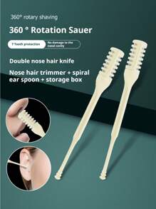 2pcs Double-Headed Nose Hair Trimmer, Nose Hair Scissors, Upgraded Version 2 In 1 Manual Nose Hair Trimmer, Double-Sided Nose Hair Cutter, Nose Hair Removal Tool, 360° Rotating Nose Hair Cleaner, Portable And Easy To Use, Suitable For Women And Men
