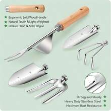 Gardening Tools 9-Piece Heavy Duty Gardening Hand Tools With Fashion And Durable Garden Tools Organizer Handbag, Ideal Gardening Gifts For Women,Rust-Proof Garden Tool Set - Silver - View 11