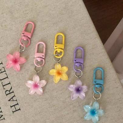 5 móc khóa hoa trong suốt nhiều màu sắc, móc khóa dễ thương, trang trí mặt dây chuyền túi xách, trang trí tai nghe, quà tặng tiệc, thích hợp cho tiệc sinh nhật, trang trí hàng ngày, trang trí túi xách, quà tặng sự kiện