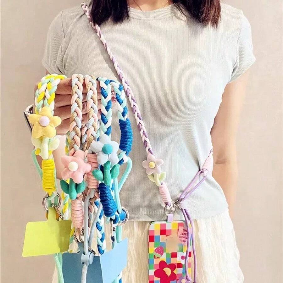 1 Stück verstellbarer Blumen Handy-Umhängeband, süßer abnehmbarer Schultergurt für Outdoor-Reise-Handyhalter gegen Verlust